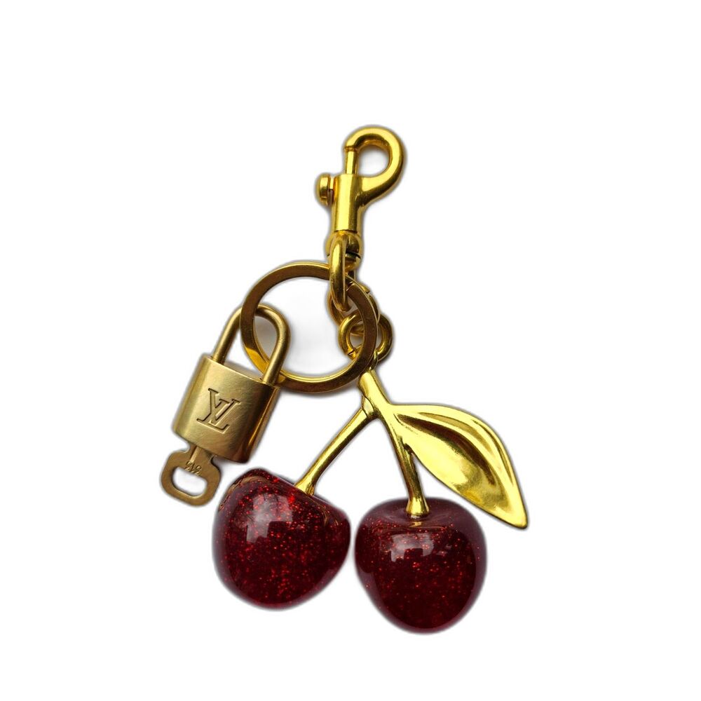 Authentic Louis Vuitton Lock Set with Non-Branded Cherry Key-Chain/Purse-Charm